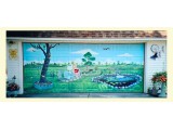 "Serenity in June"-garage door 
(mural painted with polyurethane & heavy clear coat layers)
